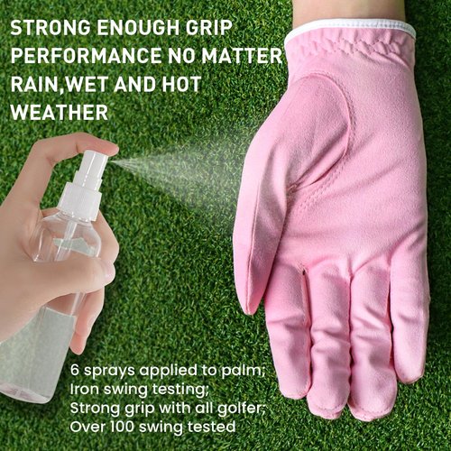 FINGER TEN Golf Gloves Womens Ladies 1 Pack Glove Left Hand for Right Handed Golfer, Wet Hot Cool Rain Grip Weathersof All Weather, Fit Small Medium Large XL (Pink, Medium(Worn On Left Hand))