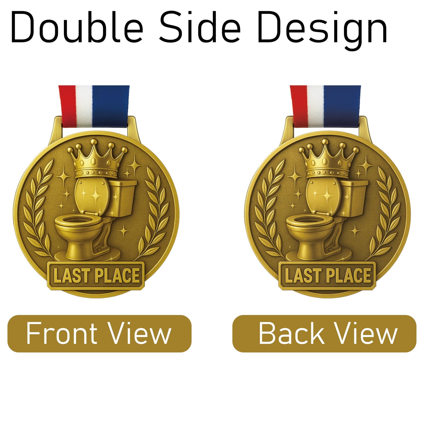 Bambluby Last Place Award Medal – 3 Inch Funny Gag Trophy with Ribbon – Loser Prize for Parties, Fantasy Leagues, Office Games & White Elephant Gifts