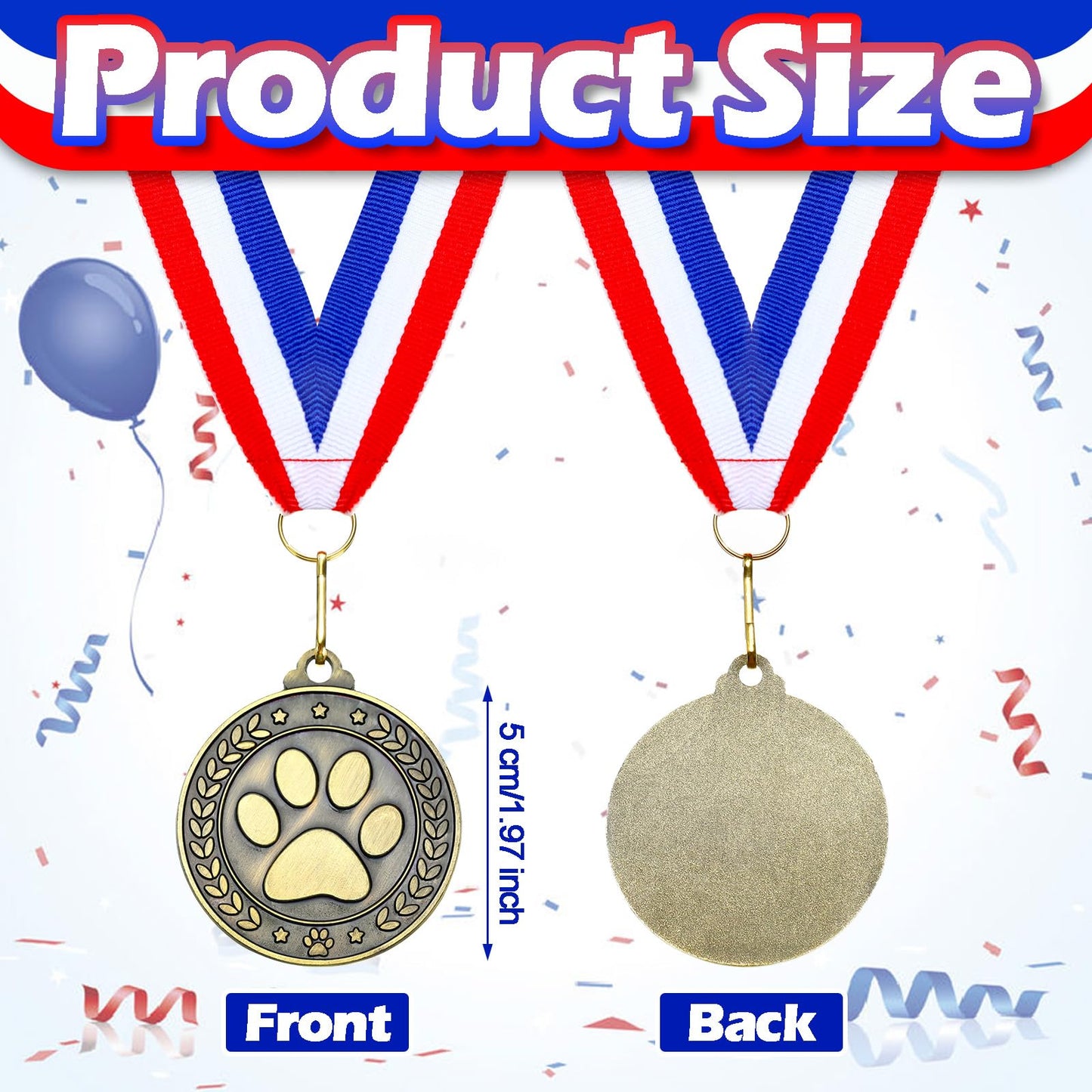 Quelay 30 Pcs 2'' Gold Medals for Awards,Winner Encourage Team Participation for Kids Adults Trophy Award Prize Gift Competitions Graduation Party(Paw Print Medals)