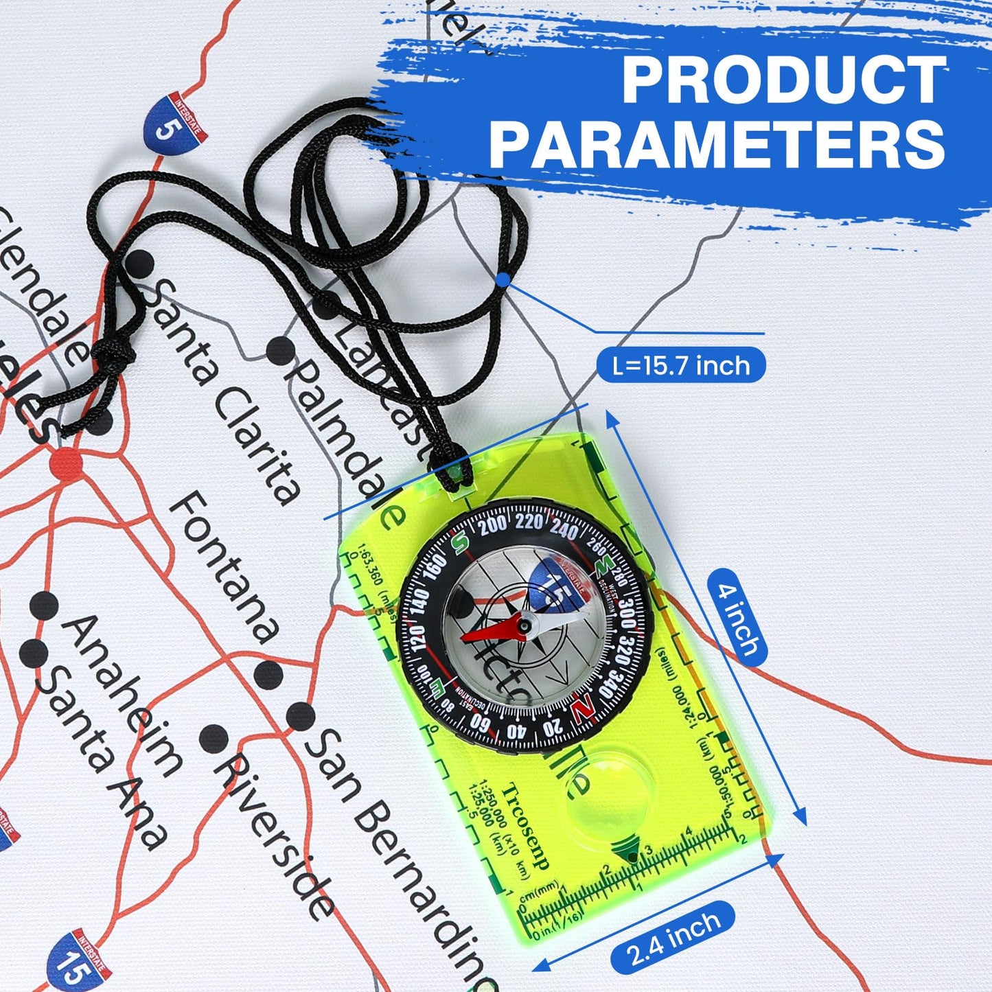 Outdoor Compass with Adjustable Declination, Magnifier, Ruler, Scale, Multifunctional Kids Waterproof Compass for Map Reading, Hiking, Camping, Navigation and Survival.