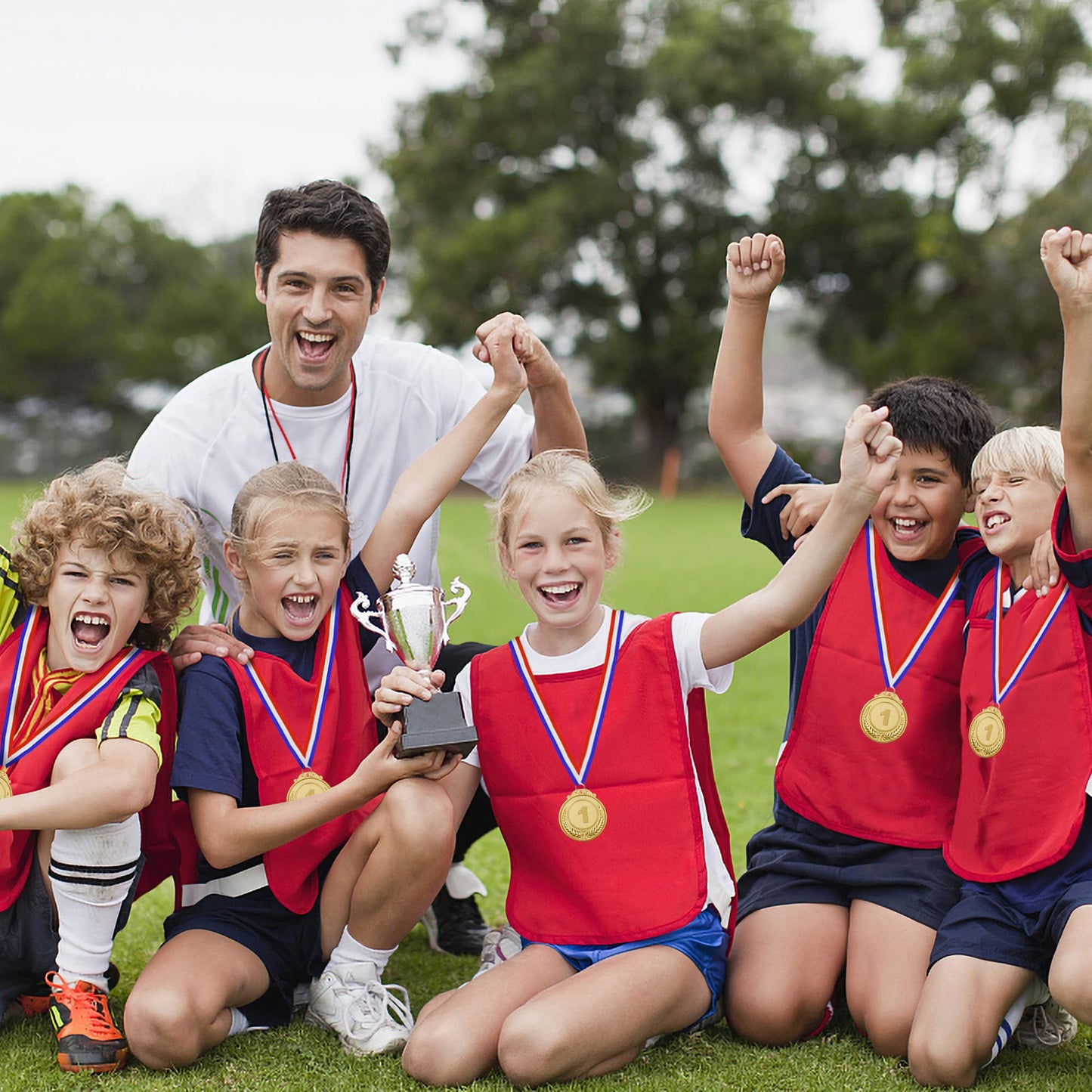 IHPUKIDI 12 Pieces Gold Silver Bronze Award Medals, Olympic Style Winner Medals Gold Silver Bronze Prizes for Sports, Competitions, Party Favors, 2 Inches