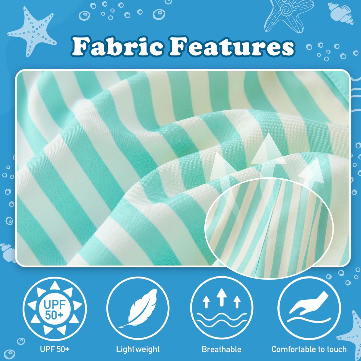 UMELOK Boys Swim Trunks with Compression Liner Kids Stretch Quick Dry Swimming Shorts Toddler Bathing Suit with UPF 50+ Green and White Stripes,10-12Y