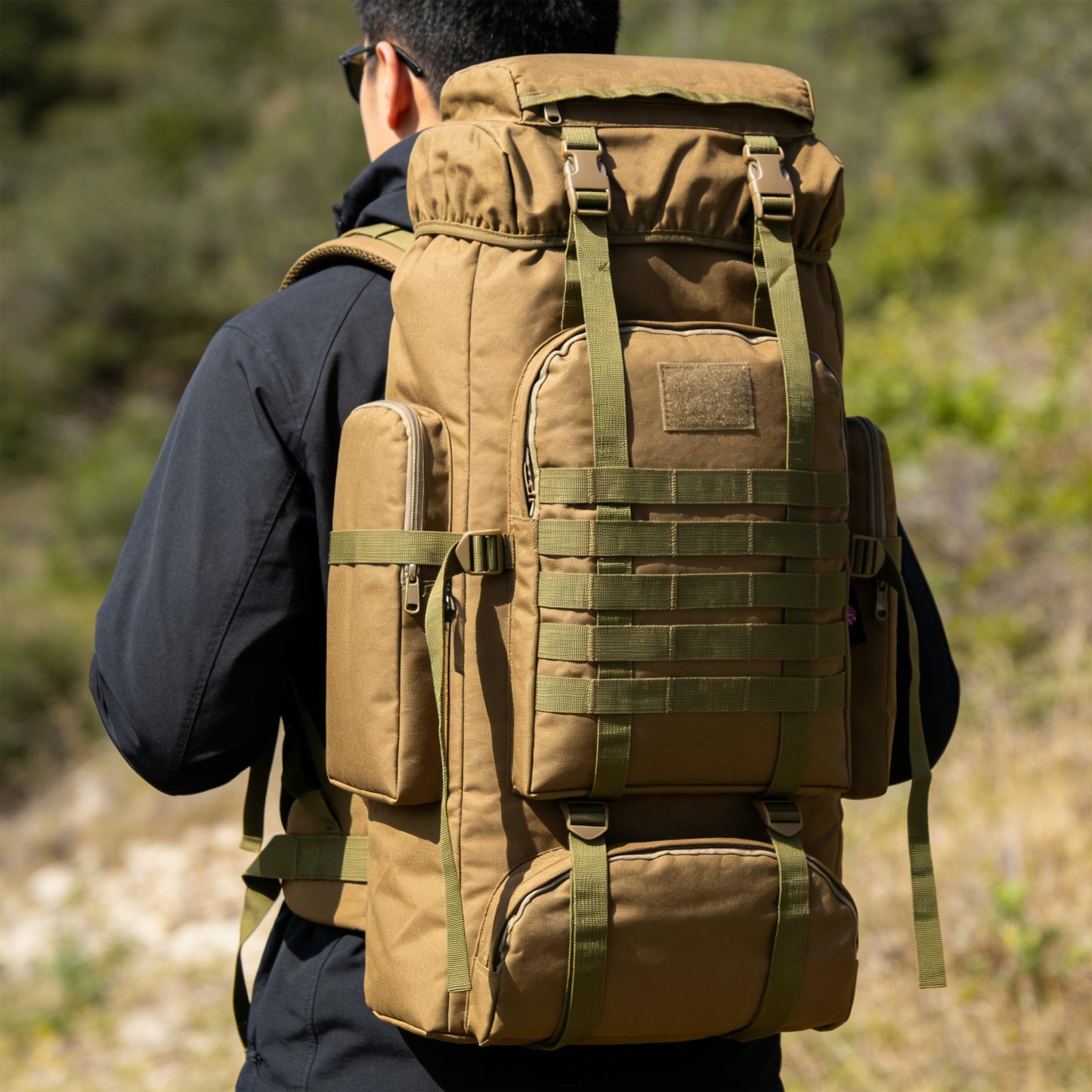 W WINTMING Hiking Backpack for Men 70L/100L Camping Backpack Military Rucksack Molle 3 Days Assault Pack for Climbing