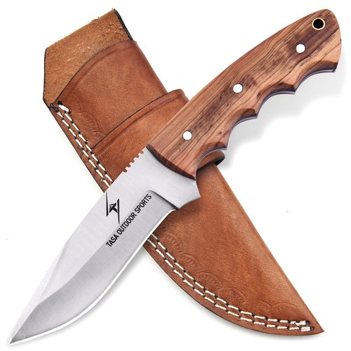 Fixed Blade Knife – Handmade 9" Skinner Hunting Knife For Men With Olive Wood Handle, 1095c Steel Full Tang Bushcraft Knife With Sheath, For Camping, Survival and Outdoor Use