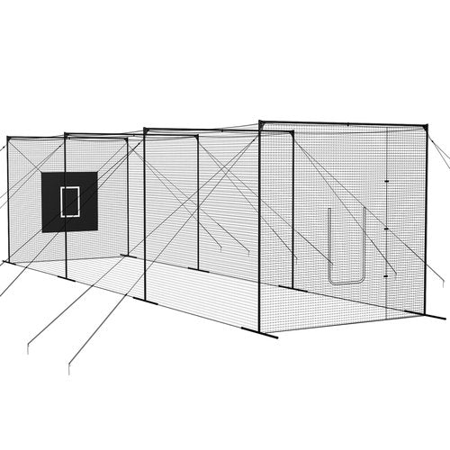 EnjoyColor Pro 40FT Batting Cage Net and Frame, 40 Foot Baseball and Softball Batting Cages with Pitching Machine Hole for Backyard, Black