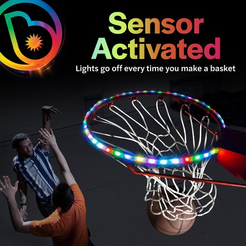 Brightz HoopBrightz LED Basketball Hoop Light - Basketball Gifts for Boys 10 8 12 14 - Light Up Basketball Hoop for Kids - Basketball Accessories for Boys - Outdoor Summer Fun Games for All Ages