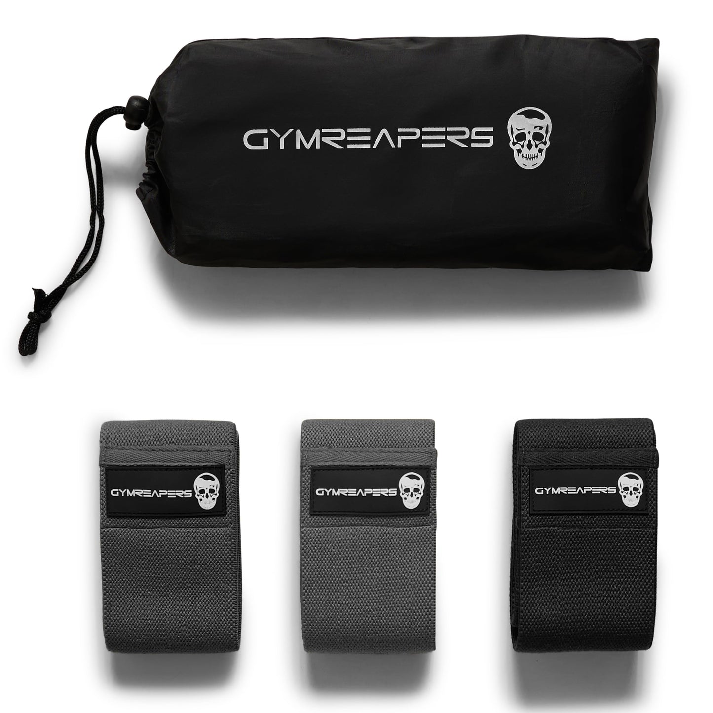 Gymreapers Hip Bands for Booty Workouts | Non Slip Fabric Band Set with 3 Levels - Resistance Bands for Legs & Hip - for Men & Women (Black)