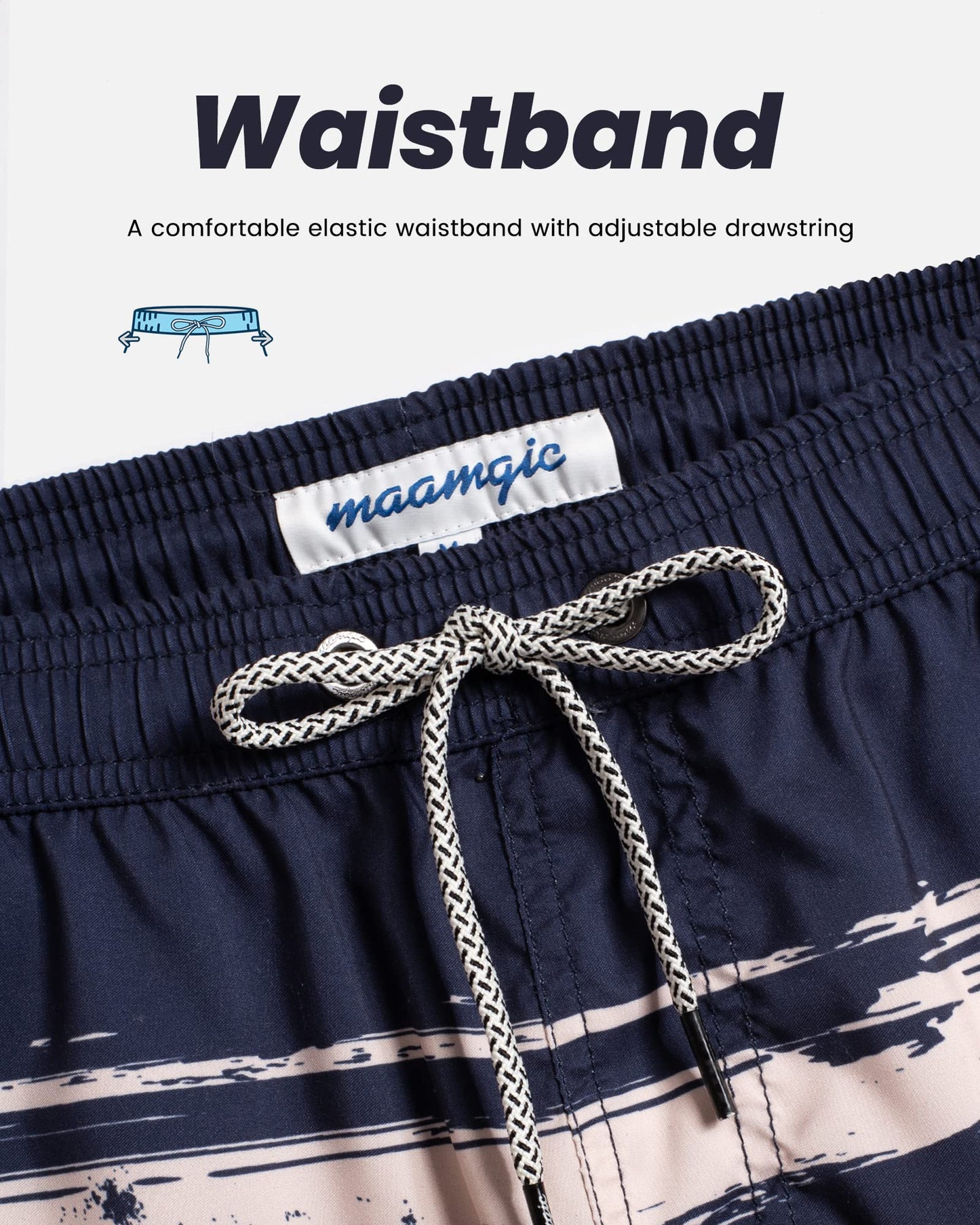 maamgic Mens Swim Trunks Quick Dry Swim Shorts with Mesh Lining Funny Swimwear Bathing Suits 7inch Flamingo N Tree Blue X-Small