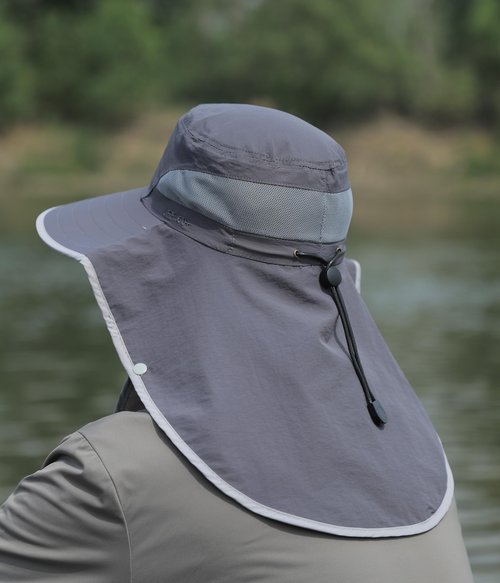 yuzhiyuan Sun Hat UPF 50+, Wide Brim & Face Neck Flap Fishing Hat for Men Women, Summer Outdoor Hat Adjustable, UV Protection Hat Sweat-Wicking Band & Windproof Design Dark Gray