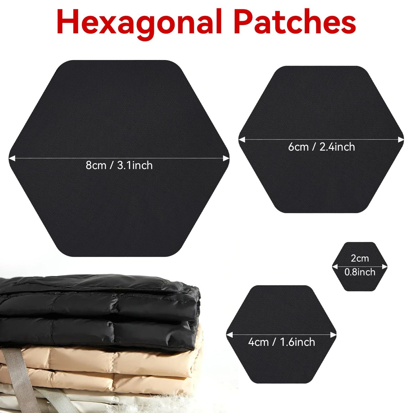Harsgs Down Jacket Repair Patches, Self Adhesive Nylon Repair Patch, Pre-Cut Waterproof Repair Patches for Down Jackets Coats Clothing Tents Sleeping Bags,Black 8pcs