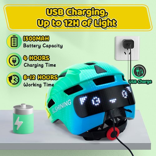 Kids Helmet, Bike Helmets with Upgrade LED Display, High Visibility, 64 Patterns, Turning & Stop Signal Light, Helmet for Kids 3-5, 5-8, 8-14, Adjustable for Youth Boys Girls, Safety Cycling, Scooter