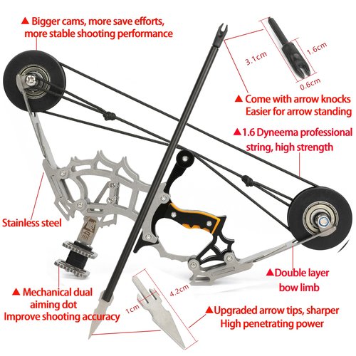 ZSHJGJR 8.8" Compound Bow and Arrow Set Archery Bow Set 12lbs,Shooting Range 40-50m, Right/Left Handed for Target Shooting Hunting Archery Gift (with 12 Arrows)