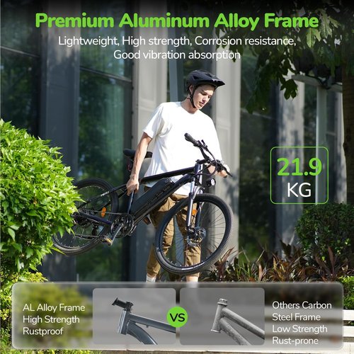 35-Speed Electric Bike for Adults 750W 26" Tire Commuting Electric Mountain Bike 20MPH Range 55+ Miles 374.4Wh Removable Battery Front Fork Suspension Fenders Lightweight Electric Bicycle,Blue