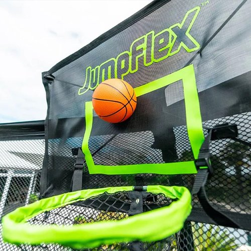 JumpFlex Trampoline with Basketball Hoop - Hero 12FT 14FT 15FT Round Outdoor Backyard Trampoline ASTM Approved with Net Safety Enclosure & Ladder Playset with Fast Assembly