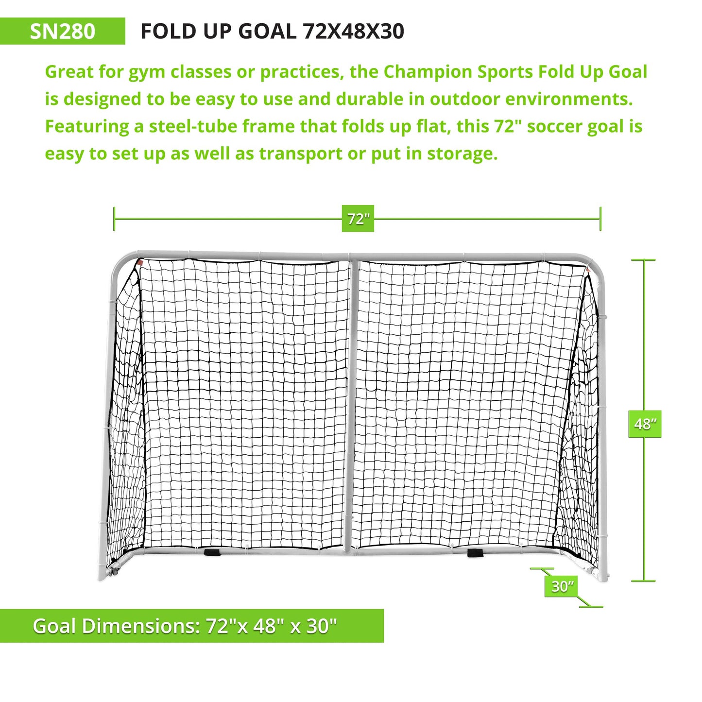 Champion Sports Easy Fold Soccer Goal - Ultimate Portable Convenient and Quick Setup Goal
