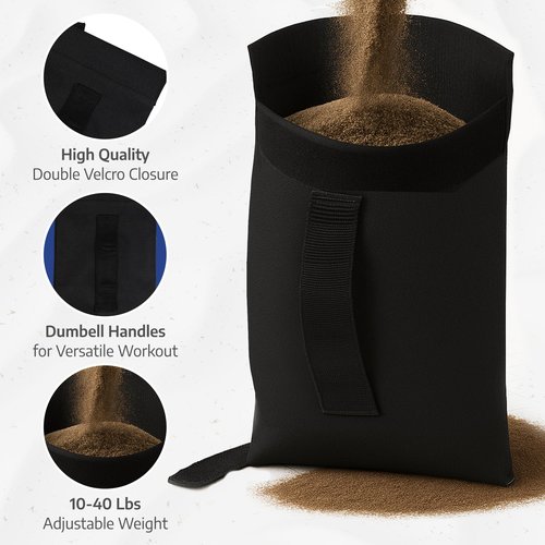 APEX FLOW Sandbags for Working Out – 1000D Nylon Weighted Training Bag with 4 Inner Sandbags, 8 Handles – Adjustable 40lb Sand Bag for Weight Training, Fitness, and Travel (Black)
