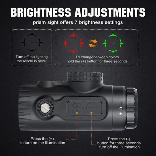 ohhunt 1X Prism Scope 2 MOA Circle Dot Red Green Retical Sight Three Style Mount Low Profile Absolute Co-Witness Lower 1/3 Co-Witness
