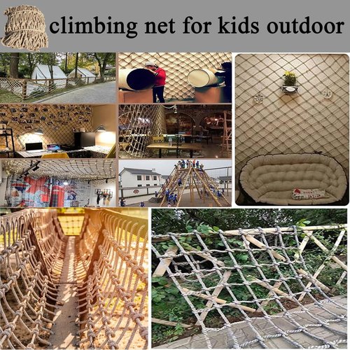 Climbing Cargo Net - Knotless Polyester Safety Netting for Treehouse Accessories, Playground Stairs, Outdoor Adventures, 3x23FT / 1x7M - Durable Cargo Rope for ' Safety