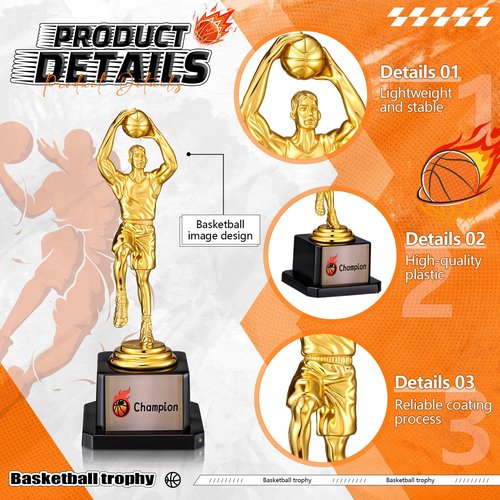 Silipull 12 Pack Basketball Trophy Award Kits 6.7 Inch Sports Award Medals with Stickers Sports Contest Trophies Bulk Plaques Team Prize Gift Trophies for Competition