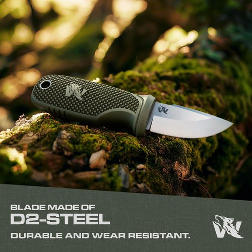 ODENWOLF W-MINI - EDC Neck Knife with Sheath and Necklace - Small EDC Fixed Blade Knife Necklace and Belt Clip - Pocket Fixed Blade Knives - Full Tang Neck Knife with Sheath Tactical and Fire Starter