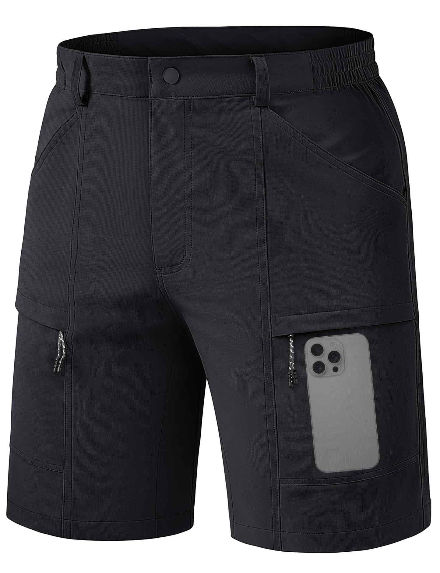 TACVASEN Men's Hiking Cargo Shorts Quick Dry Lightweight Shorts with Zipper Pockets for Casual Golf Travel Work Black 38