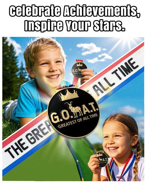 BSTWARM Goat Medal - 3' Heavy Duty Goat Necklace, Double-Sided 3D Engraved Championship Trophy for Sports Awards, MVP Gifts & Collections