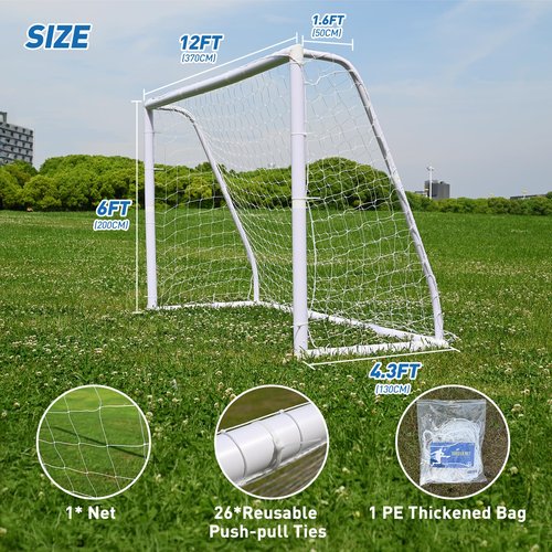 Caprihom Soccer Replacement Goal Net | Full Size Replacement Soccer Net -12FTx6FT| Goal Net w/PE Bag& 26 Push-Pull Ties
