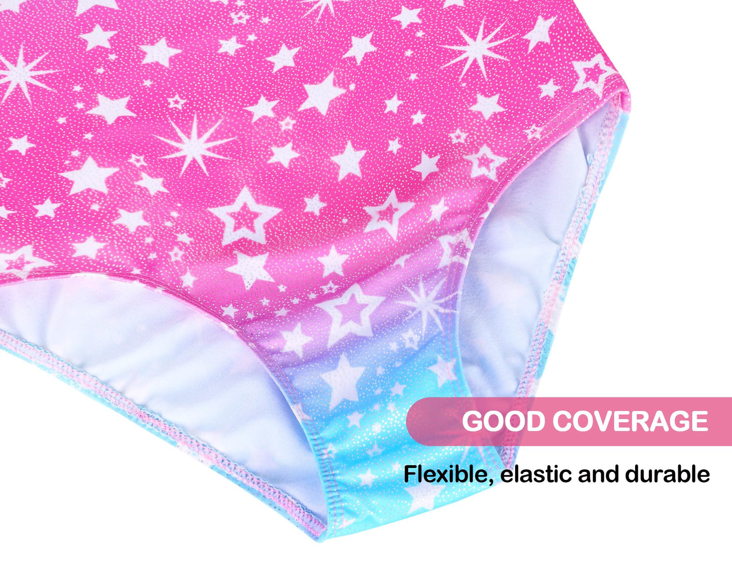 Domusgo Gymnastics Leotards for Girls 10-12 Years Old Pink Blue Galaxy Sparkly One Piece Tumbling Outfits