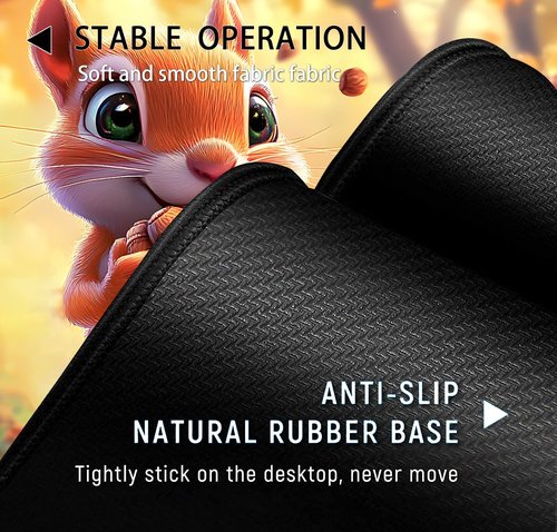 for MTG Playmat, Card Game Mat with Non-Slip Rubber Base and Stitched Edges, 24 x 14 in for DND and for TCG Play Mat with Storage Bag and 6 Dice, Squirrel with Acorns Pattern Board Game Pad