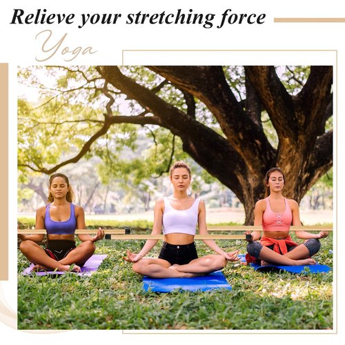 Hiboom 6 Pcs 5ft Yoga Stick Natural Bamboo Exercise Stick with Non-Slip Rubber Ends Stretching Tool Posture Corrector Stretch Tool for Flexibility, Workout, Balance Fitness(57 Inch)