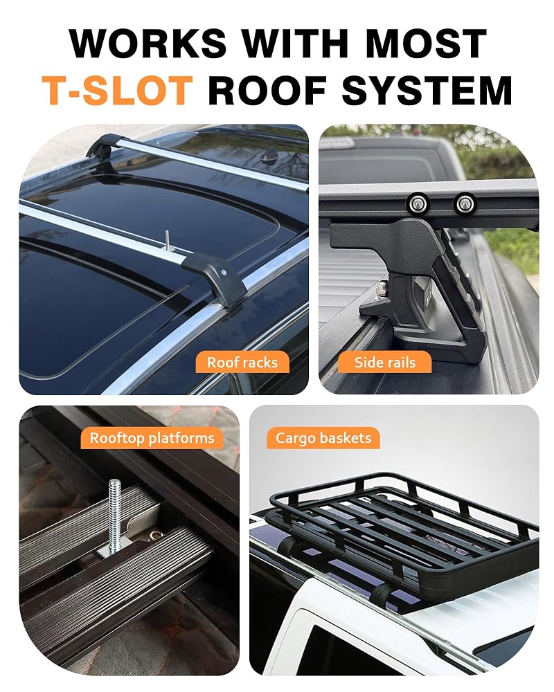 T-slot Bolts for Thule/Yakima Roof Racks – M6x35mm Stainless Square Head 4mm Thick, 6 Count (Variation: Round Edge)