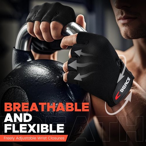 BEACE Weight Lifting Gym Gloves with Breathable Leather Palm for Workout Exercise Training Fitness and Bodybuilding for Men & Women