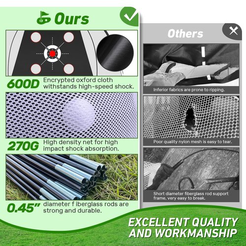 Zensouds Golf Net, 10x7FT with Golf Practice Mat, Hitting Aid Nets for Backyard Driving Chipping Training Swing with Target Outdoor or Indoor– Gifts for Men/Dad/Him