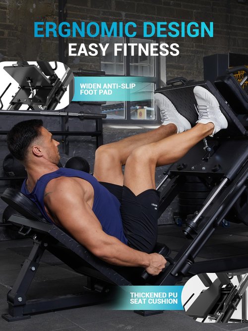 Leg Press Hack Squat Machine for Home Gym, 2 in 1 Professional Adjustable Leg Exercise Machine with Linear Bearing & Solid Steel Pipe, Lower Body Strength Training
