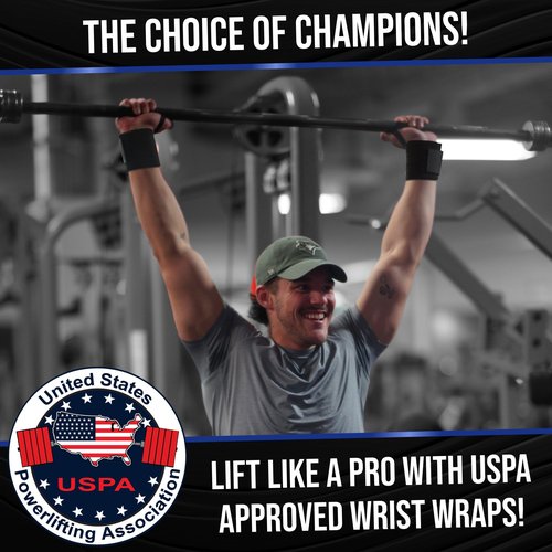 Rip Toned 18" Stiff Wrist Wraps for Maximum Support – Adjustable & Machine-Washable Wrist Straps for Weightlifting & Heavy Workouts – USPA Approved for Men & Women – Black