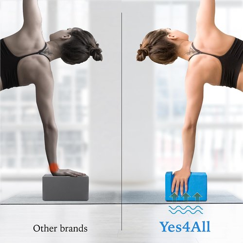 Yes4All Yoga Blocks 2 Pack Push Up Blocks Accessories, Comfort Wrist Support Equipment for Women Men Beginners, EVA Foam Brick for Grip Strength Balance Fitness and Exercise