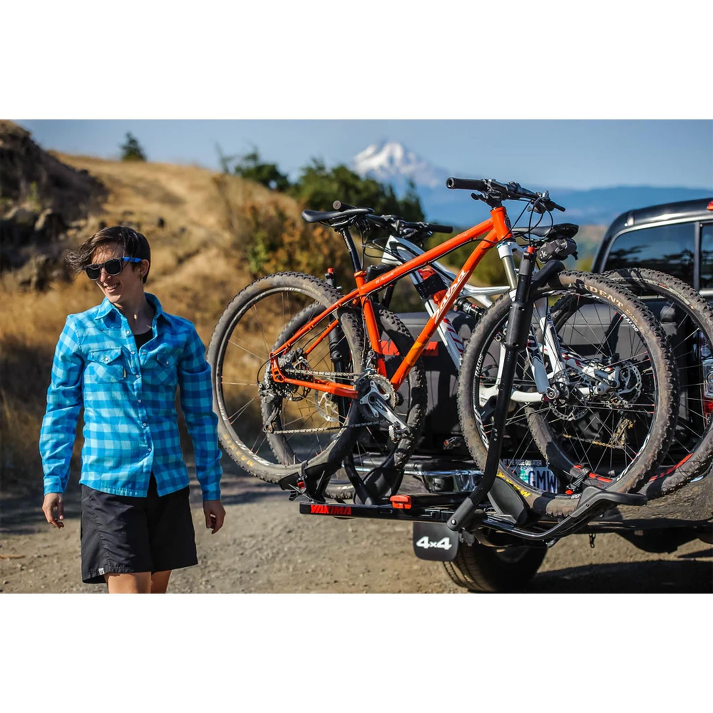 Yakima Tray Hitch Bike Rack, Rear Vehicle Bicycle Carrier w/Tilting Tray & Adjustable Spacing for 2 Bikes, Fits 20 to 27.5 Inch Wheel Size, HoldUp 2”