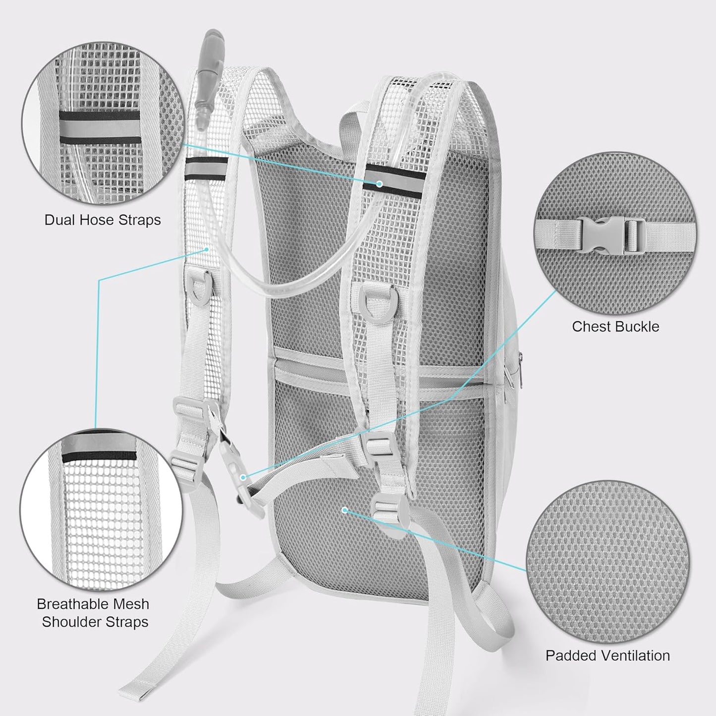 Hydration Backpack - Lightweight Water Backpack with 2L Water Bladder Bag, Running Hydration Vest Backpack for Men Women, Hydration Pack for Hiking, Cycling, Climbing MIYCOO