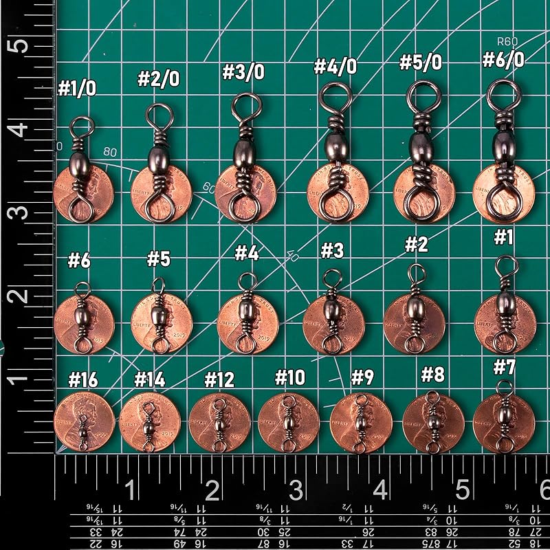 Barrel Swivels Fishing Tackle Set 50Pcs #16-#6/0 Copper Stainless