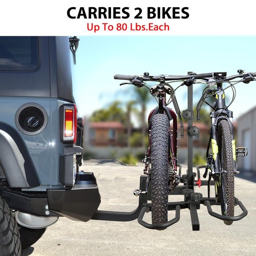 Autocessking 2 Bike Rack Hitch Mount Platform Style for Cars Trucks SUVs, 160 lbs Capacity Smart Tilting Folding Bicycle Car Racks Fits Electric Bike with Up to 5" Fat Tires, 2" Receiver
