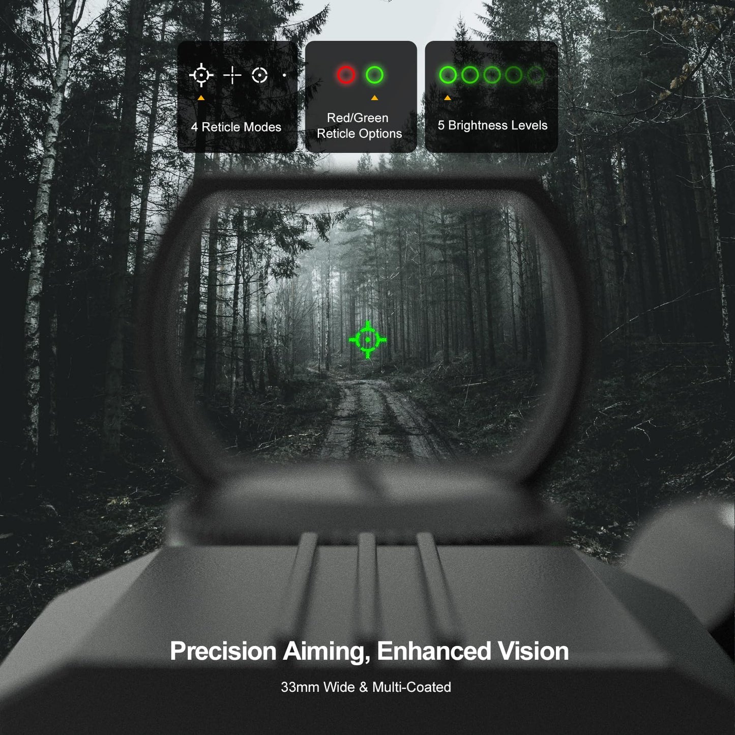 Feyachi RSL-88 Reflex Sight - 4 Reticle Red & Green Dot Sight Optics with Integrated Green Laser Sight Less Than 5mW Output with Pressure Switch