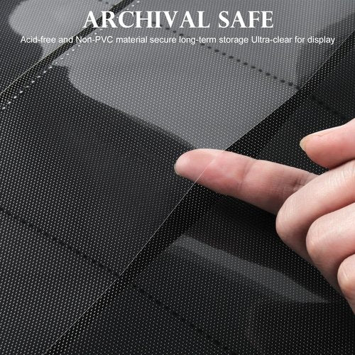 GEAoffice 9 Pockets Top Loader Binder for 324 Cards, Premium PU Leather Side Loading Trading Card Binder for Toploader, Ringless Card Collection Album Holder for 3"×4" Rigid, Black
