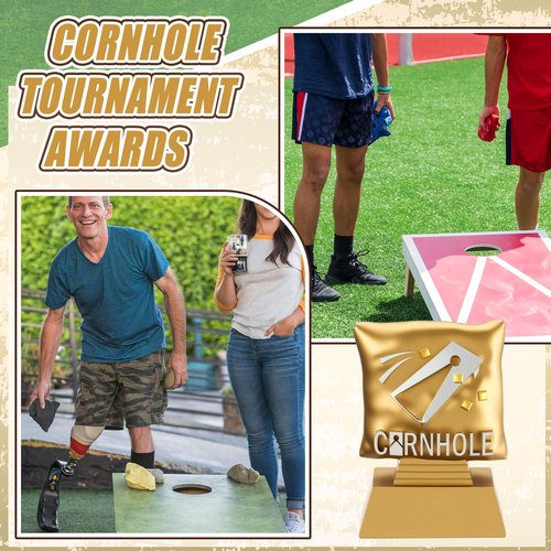 Liliaafar Cornhole Trophy 4 Inch Mini Cornhole Tournament Award Funny Winner Prize Small Gold Trophies Awards for School Sports Match Teams Competition Gifts