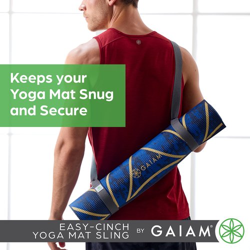 Gaiam Easy-Cinch Yoga Mat Sling - Durable Carrying Strap for Yoga Mat with Metal D-Rings for Secure Fit - Doubles as a Yoga Stretching Strap (No Mat Included), Mulberry
