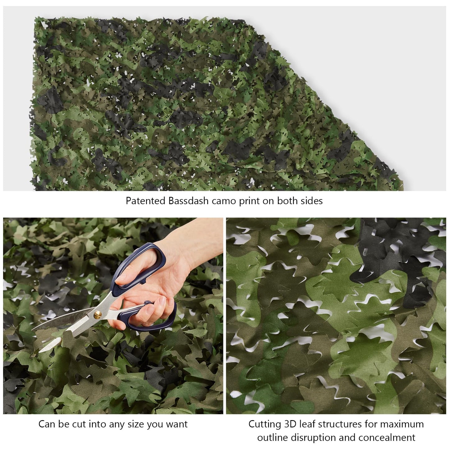 BASSDASH Camo Netting Camouflage Mesh Water Resistant for Hunting Blind Party