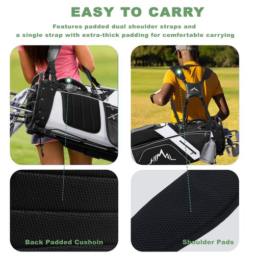 14-Way Golf Stand Bag,Premium Lightweight Golf Bag with Full-Length Dividers, Interchangeable PE-Padded Straps & Stabilizing Kickstand - Plush-Lined Top with Waterproof Cover