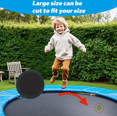 6pcs Self-Adhesive Trampoline Patch Repair Accessories Kit, Include 3 Size Rubber Trampoline Net Tape and 1pcs Scraper for Repairing Tears or Holes in Mats