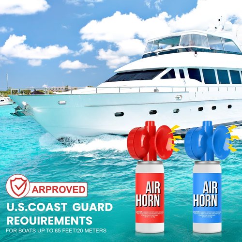 Marine Boat Air Horn 1.4oz, Loud Mini Handheld Air Horns for Safety, Mini Small Compressed Can Blow Fog Bear Horn, Emergency Use for Boating, Hiking, Camping, Sporting Events Outdoor Alarm (2PCS)