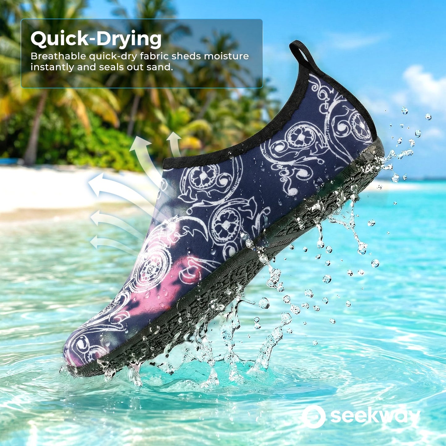 SEEKWAY Water Shoes Barefoot Aqua Socks Quick-Dry Non Slip Shoes for Beach Swim Pool River Boating Surf Women Men Bird SK002(U)
