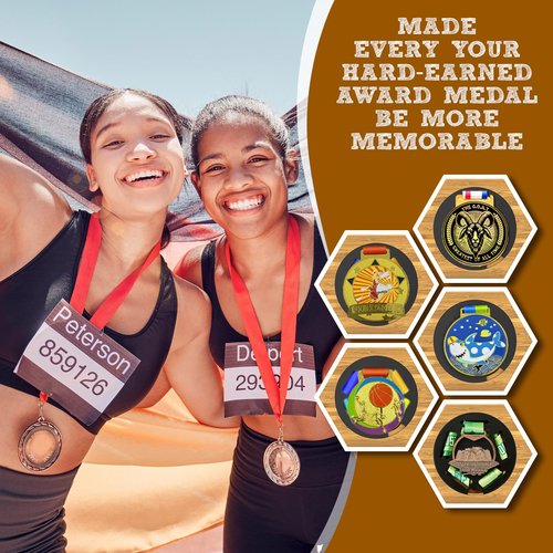 MLCLL Medal Hanger Display - Honeycomb Design, Bamboo Medal Holder, Easy No-Drill Adhesive Mounting, Stylish Wall-Mounted Medal Rack